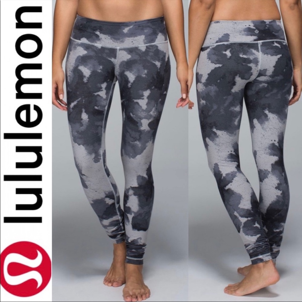 LULULEMON Wunder Under Floral Platoon Silver Spoon Gray Sz 10